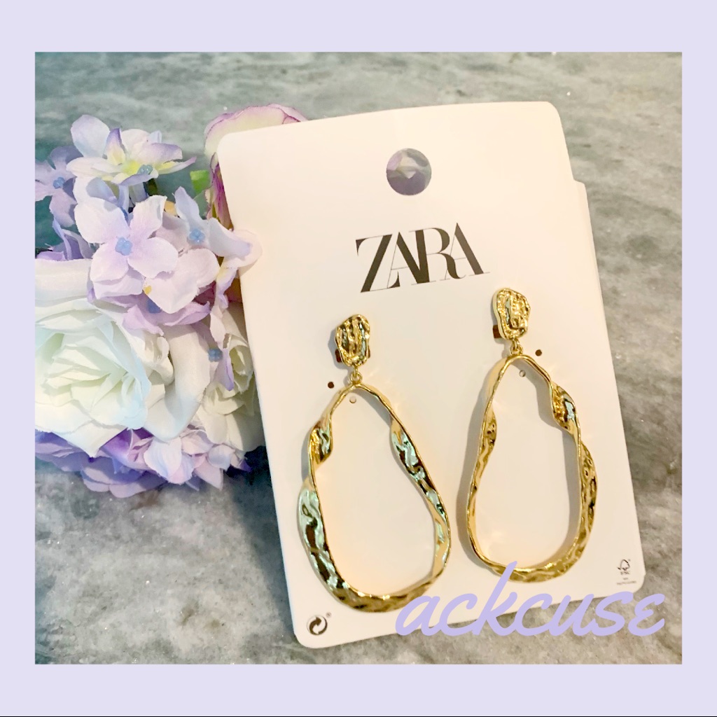 Zara Long Gold Texture Earrings 32$